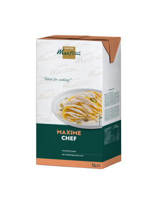 1L carton of Master Martini Maxime Chef cooking cream, labeled unsweetened with no hydrogenated fats.